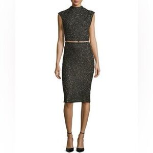 Alice  + Olivia Ramos Sequin Midi Pencil Skirt in Army Green